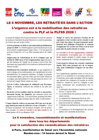 Le droit à la retraite est attaqué de tous côtés, par les réformes — la dernière est seulement « suspendue » — et par les mesures pérennes abaissant le montant des pensions (par exemple suppression de l'abattement fiscal et hausses de la CSG). Ce droit est aussi mis à mal de façon indirecte par divers moyens : gel du point d'indice, affaiblissement des services publics, coût et difficulté de l'accès aux soins, sous-indexation des pensions relativement à l'inflation, pour ne citer que ceux-là. Dans les proje
