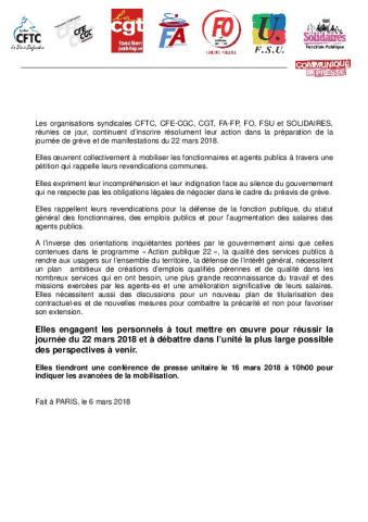 COMPTE-RENDU DE LA REUNION DES FEDERATIONS DE FONCTIONNAIRES SUR LA PREPARATION DE LA JOURNEE D'ACTION DU 22 MARS 