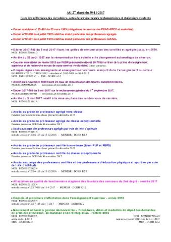 Assemblée Générale du jeudi 30 novembre 2017 des enseignants de statut second degré affectés dans l'enseignement supérieur