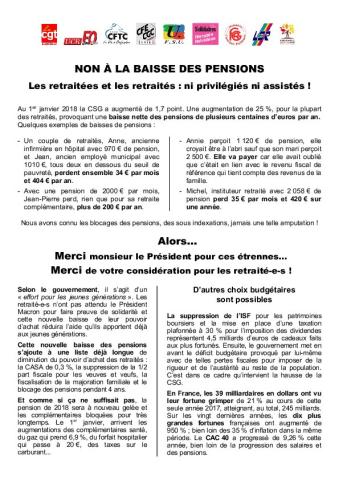15 mars : NON à la baisse des pensions !