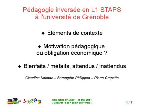 Pédagogie inversée en L1 STAPS à l'université de Grenoble