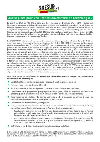 Quelle place pour une licence universitaire de technologie ?