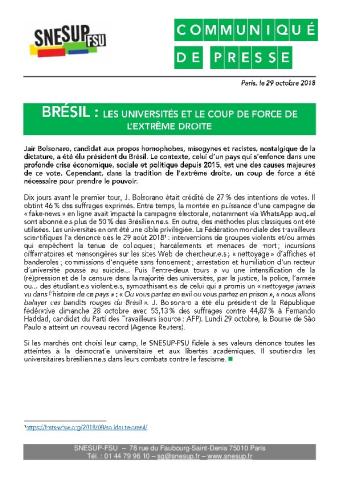 BRÉSIL : LES UNIVERSITÉS ET LE COUP DE FORCE DE L’EXTRÊME DROITE