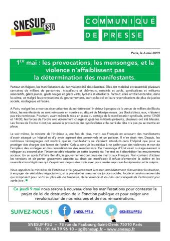 1er MAI : LES PROVOCATIONS, LES MENSONGES,ET LA VIOLENCE N'AFFAIBLISSENT PAS LA DÉTERMINATION DES MANIFESTANTS.