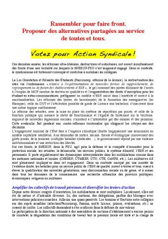 Motion Action Syndicale - SIGNATAIRES 