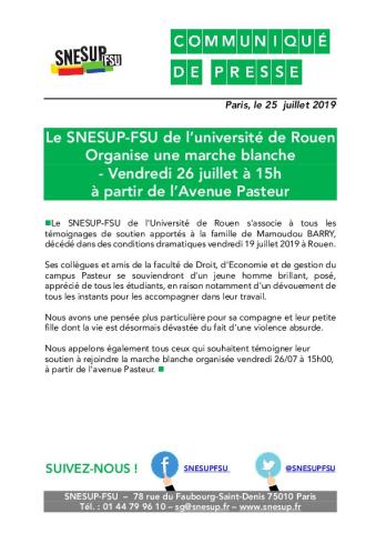 Université de Rouen : Communiqué de soutien à la famille de Mamoudou Barry - 23 juillet 2019