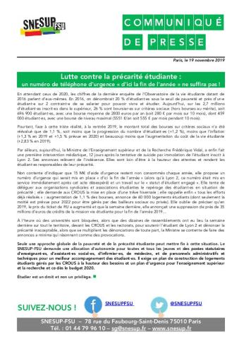 Lutte contre la précarité étudiante : un numéro de téléphone d’urgence « d’ici la fin de l’année » ne suffira pas !