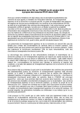 CTMESR du 20 octobre 2016 : PPCR, mutations, non titulaires, santé et sécurité au travail
