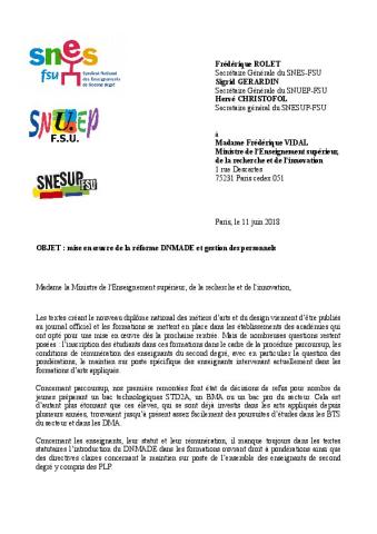 Mise en oeuvre de la réforme DNMADE et gestion des personnels