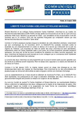 LIBERTÉ POUR FARIBA ADELKHAH ET ROLAND MARCHAL !