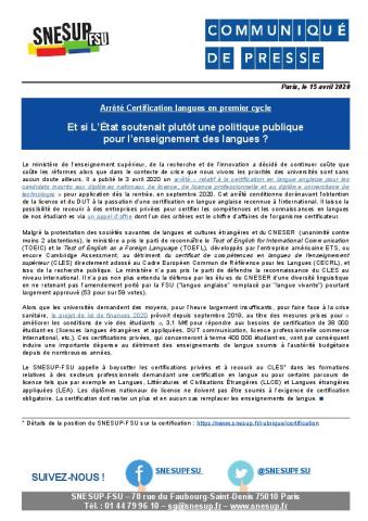 Arrêté Certification langues en premier cycle - Et si L’État soutenait plutôt une politique publique pour l’enseignement des langues ?