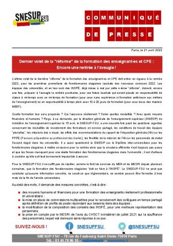 Dernier volet de la "réforme" de la formation des enseignant-es et CPE :  Encore une rentrée à l'aveugle ! 