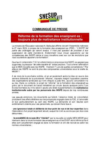 Réforme de la FDE : toujours plus de maltraitance institutionnelle - Communiqué du 29 mars 2024