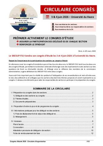 Circulaire congrès d'étude 2026