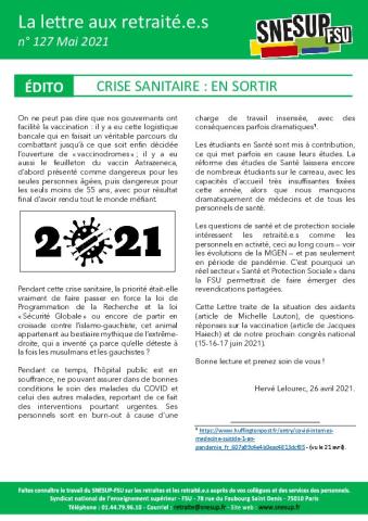 La Lettre aux retraité.e.s n° 127 - Mai 2021