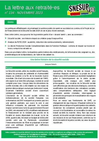 La lettre aux retraité·es n° 134 - novembre 2023