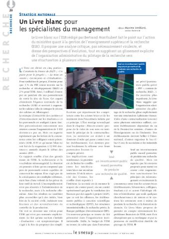 Stratégie nationale : un livre blanc pour les spécialistes du management/N° 656 JUIN 2017