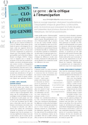 Livre : le genre : de la critique à l'émancipation/N° 656 JUIN 2017