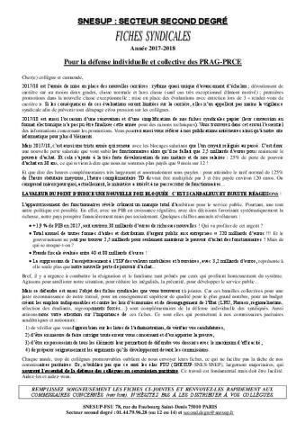 Fiches syndicales 2017-2018