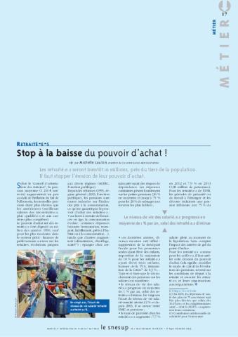 RETRAITÉ-E-S : Stop à la baisse du pouvoir d’achat ! - Michelle Lauton - N° 640 DECEMBRE 2015