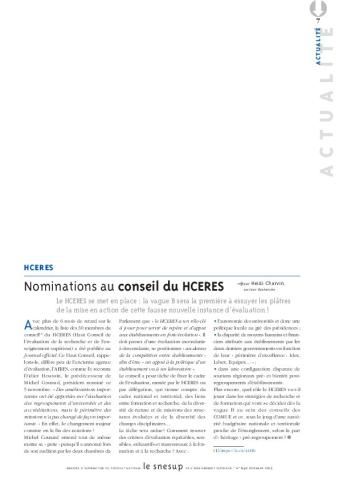 HCERES : Nominations au conseil du HCERES - Heidi Charvin - N° 640 DECEMBRE 2015