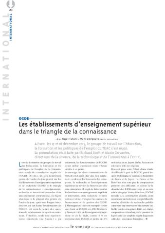 OCDE : Les établissements d’enseignement supérieur dans le triangle de la connaissance - Najat Tahani et Marc Delepouve - N° 642 FEVRIER 2016
