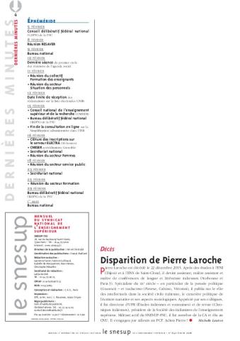 DÉCÈS : Disparition de Pierre Laroche - Michelle Lauton - N° 642 FEVRIER 2016