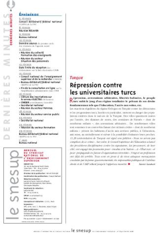 TURQUIE : Répression contre les universitaires turcs - Xavier Lambert - N° 642 FEVRIER 2016