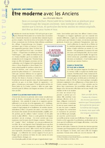 LANGUES ANCIENNES : Être moderne avec les Anciens - Christophe Pébarthe - N° 643 MARS 2016