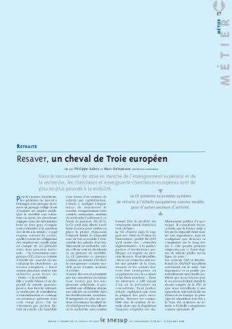 RETRAITE : Resaver, un cheval de Troie européen - Philippe Aubry - N° 643 MARS 2016