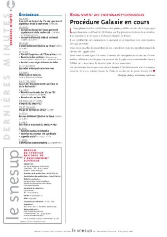 RECRUTEMENT DES ENSEIGNANTS-CHERCHEURS : Procédure Galaxie en cours - Philippe Aubry - N° 643 MARS 2016