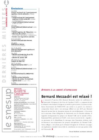ATTEINTE À LA LIBERTÉ D’EXPRESSION : Bernard Mezzadri est relaxé ! - Pascal Maillard - N° 643 MARS 2016