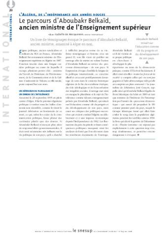 L’ALGÉRIE, DE L’INDÉPENDANCE AUX ANNÉES ROUGES : Le parcours d’Aboubakr Belkaïd, ancien ministre de l’Enseignement supérieur - Isabelle de Mecquenem - N° 645 MAI 2016