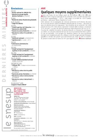 ANR : Quelques moyens supplémentaires - Fabrice Guilbaud - N° 645 MAI 2016