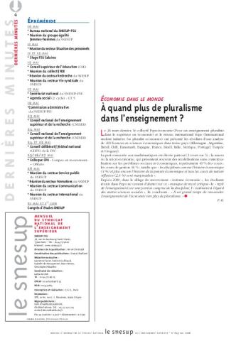 ÉCONOMIE DANS LE MONDE : À quand plus de pluralisme dans l’enseignement ? - Fabrice Guilbaud - N° 645 MAI 2016