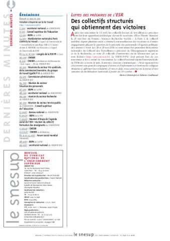LUTTES DES PRÉCAIRES DE L’ESR : Des collectifs structurés qui obtiennent des victoires - Hervé Christofol et Fabrice Guilbaud - N° 646 JUIN 2016