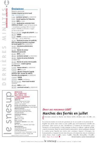 DROIT DES PERSONNES LGBT : Marches des fiertés en juillet - Gérard Lauton - N° 646 JUIN 2016