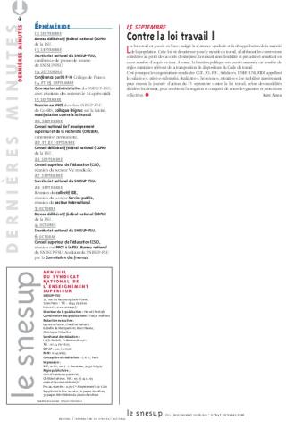 15 SEPTEMBRE : Contre la loi travail - Marc Neveu - N° 647 SEPTEMBRE 2016