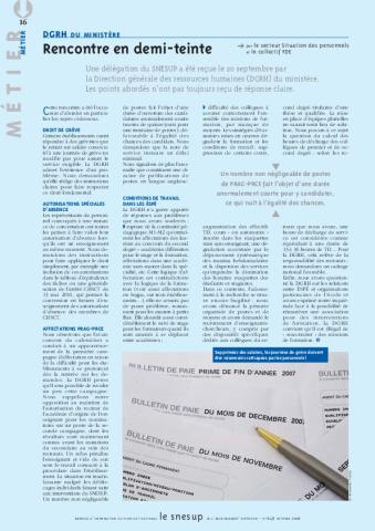 DGRH DU MINISTÈRE : Rencontre en demi-teinte - secteur Situation des personnels et le collectif FDE - N° 648 OCTOBRE 2016