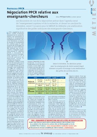 PROTOCOLE PPCR : Négociation PPCR relative aux enseignants-chercheurs - Philippe Aubry - N° 649 NOVEMBRE 2016
