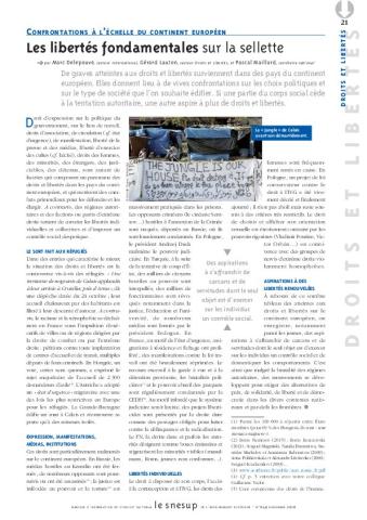 CONFRONTATIONS À L’ÉCHELLE DU CONTINENT EUROPÉEN Les libertés fondamentales sur la sellette - Marc Delepouve, Gérard Lauton et Pascal Maillard - N° 649 NOVEMBRE 2017