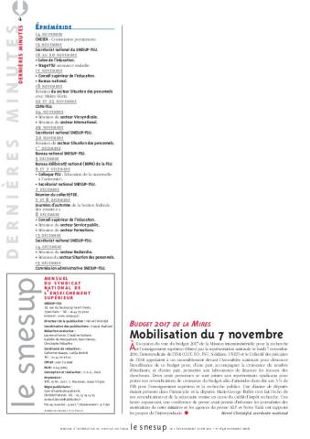 BUDGET 2017 DE LA MIRES : Mobilisation du 7 novembre - Hervé Christofol - N° 649 NOVEMBRE 2016