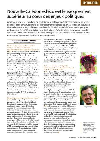 Nouvelle-Calédonie : l’école et l’enseignement supérieur au cœur des enjeux politiques