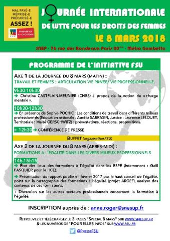8 mars - Journée internationale des droits des femmes : le programme des manifestations 