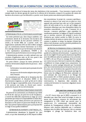 Lettre FDE janvier 2026 - RÉFORME DE LA FORMATION : ENCORE DES NOUVEAUTÉS…