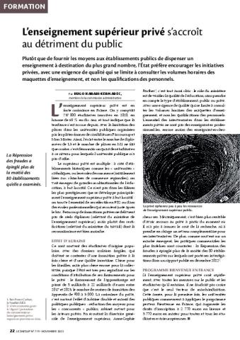 L’enseignement supérieur privé s’accroît au détriment du public