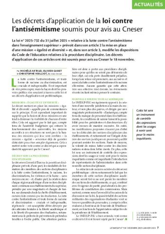 Les décrets d’application de la loi contre l’antisémitisme soumis pour avis au Cneser