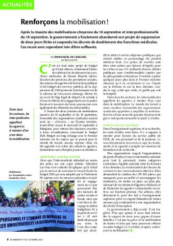 Renforçons la mobilisation !