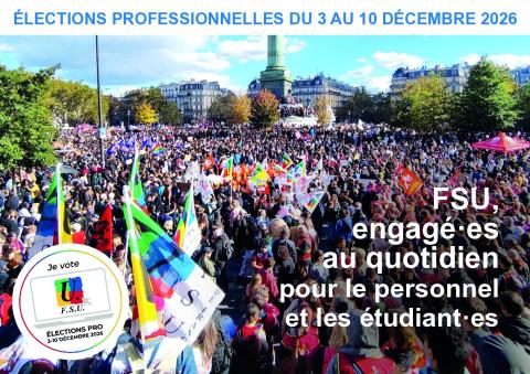 Affiche élections professionnelles pour la campagne du 3 au 10 décembre 2026