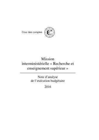 MIRES: Note d’analyse de l’exécution budgétaire 2016